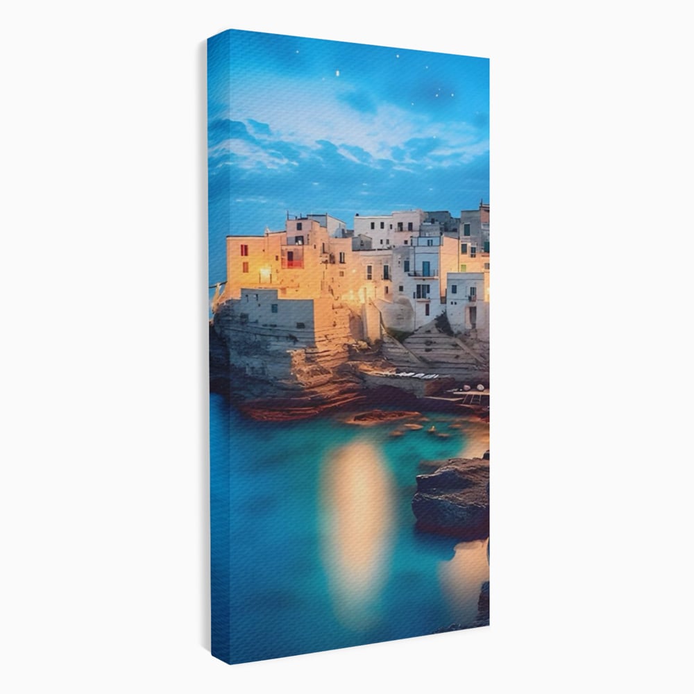 Tablou canvas cu tablou canvas cu peisaj costier nocturn, fara rama, pe sasiu de lemn